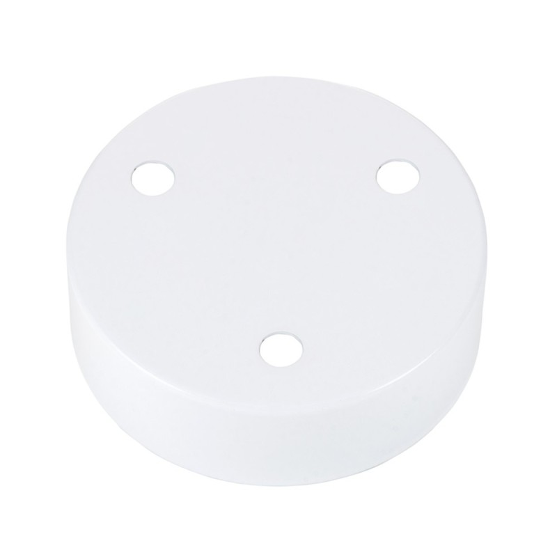Rosone Bianco In Metallo Per Lampada - Diametro 100mm, Altezza 45mm, Design Rotondo Minimalista - Foto 4
